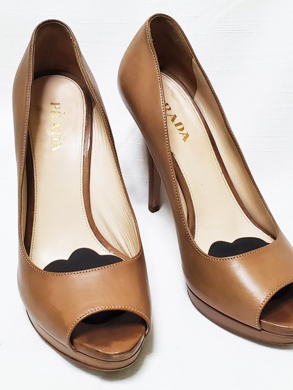Authentic PRADA Nude Leather Peeptoe Stiletto Size 39 - Picture 13 of 16